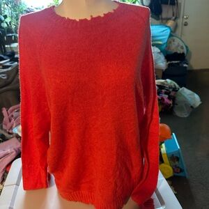 Cotton Cashmere Frayed Edge Crew